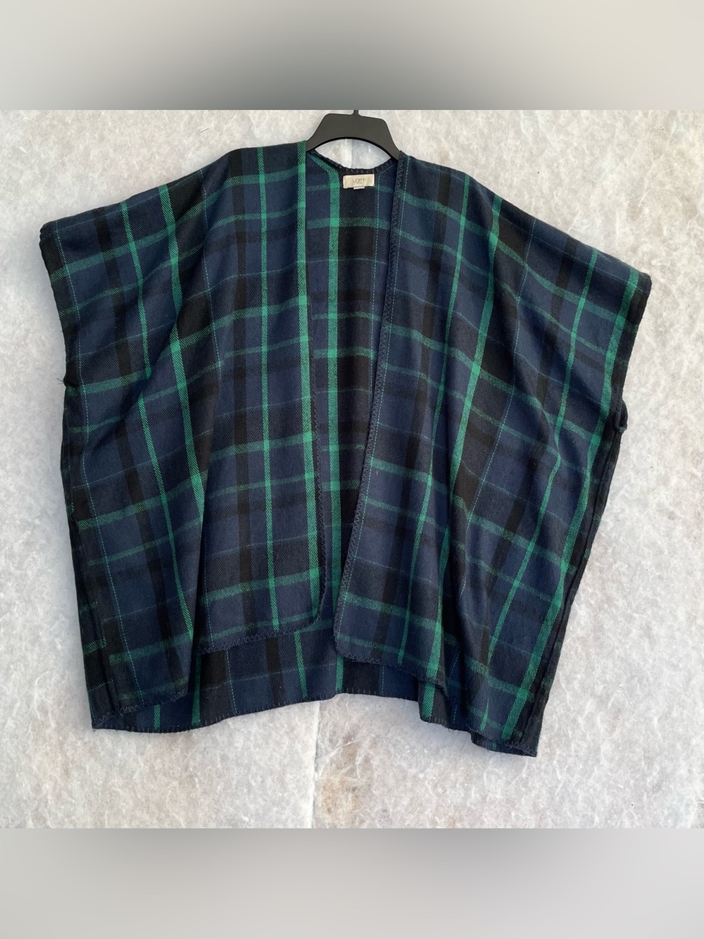 LOFT Cardigan Wrap Ponco Green And Blue Checkered (SKU562)